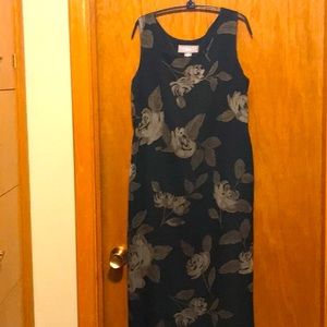 Norton McNaughton Petites  Black Floral Sleeveless Dress Size M